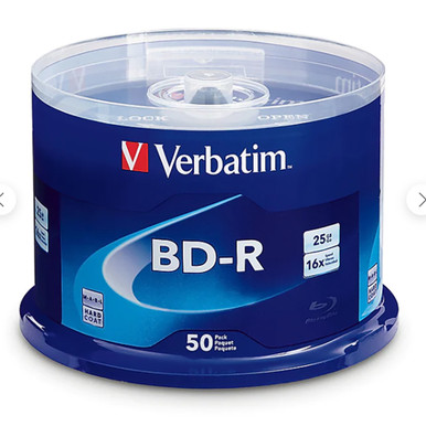 VERBATIM BD-R 25GB 6X (50PK)
