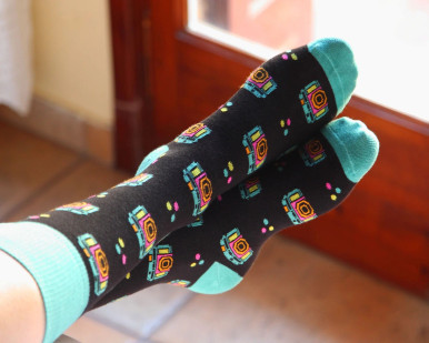 PHOTOGENIC NEON CAMERAS SOCK - ONE SIZE (BLACK)