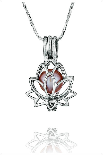 Lotus Pearl in Cage Necklace 