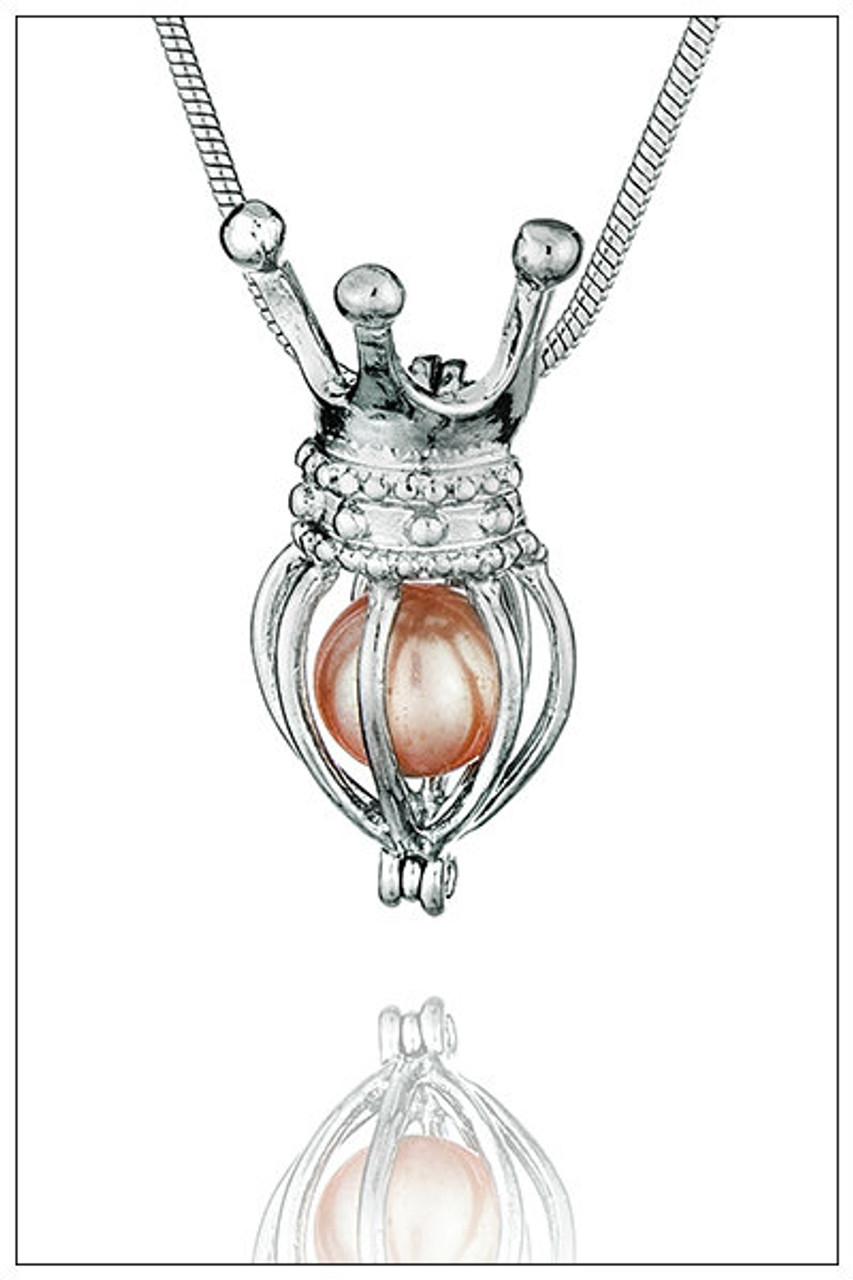 Glam Dual Pearl Cage Pendant Necklace. - New Arrivals