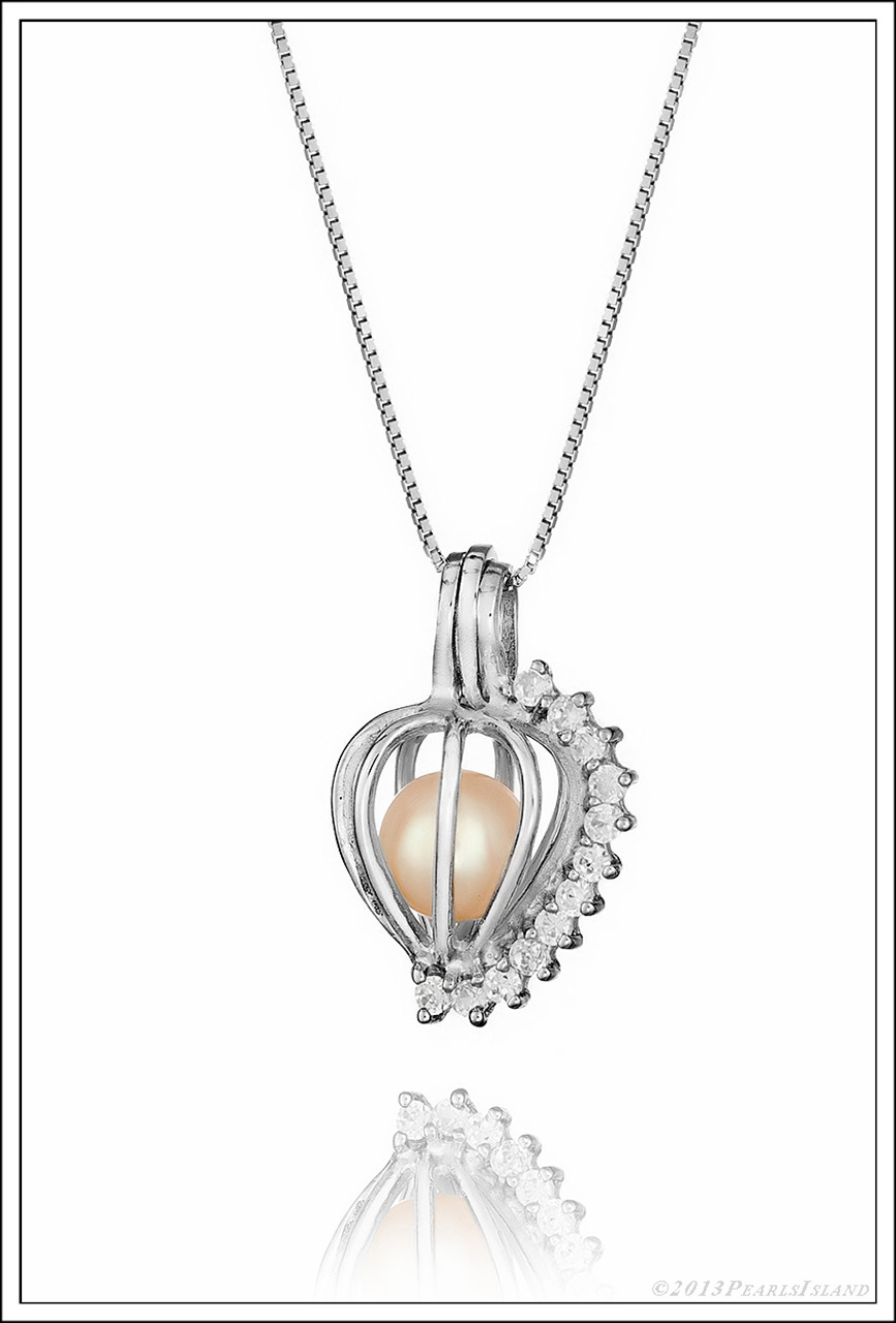 Sterling Silver Pearl Swirl Cage Pendant Setting Line / 18 in.
