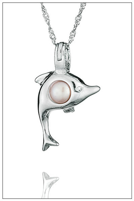 Dolphin Pearl Cage Necklace - ©PearlsIsland.com
