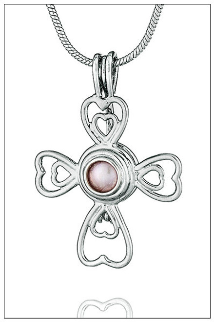 CROSS of HEARTS  caged pearl necklace - ©PearlsIsland.com

