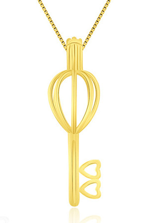 Key Sterling Silver Pearl Cage Yellow Gold Plated