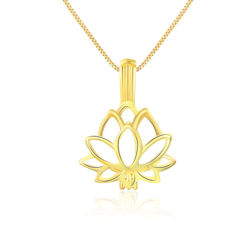 Lotus Sterling Silver Pearl Cage Yellow Gold Plated