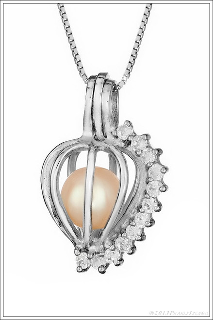 Diamonds Sterling Silver Pearl Cage - ©PearlsIsland