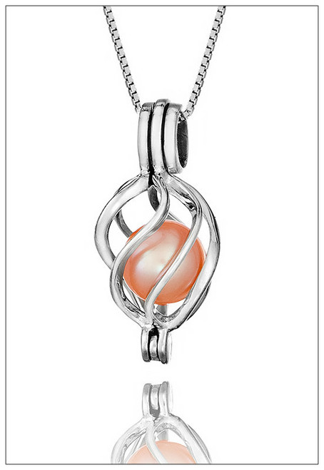 925 Sterling Silver Bird Pearl Cage Pendant as a Pearl Holder