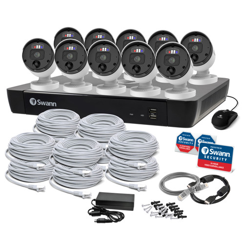 防犯カメラ Swann4K Professional NVR Security System 10 Camera 16 Channel 12MP Pro Professional NVR Security System