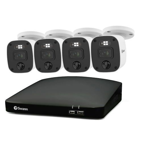 Home 4 Camera 8 Channel 2K DVR 256GB SD Card Security System with Mic