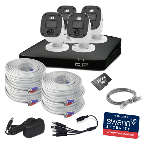 Home 4 Camera 8 Channel 2K DVR 256GB SD Card Security System with Mic