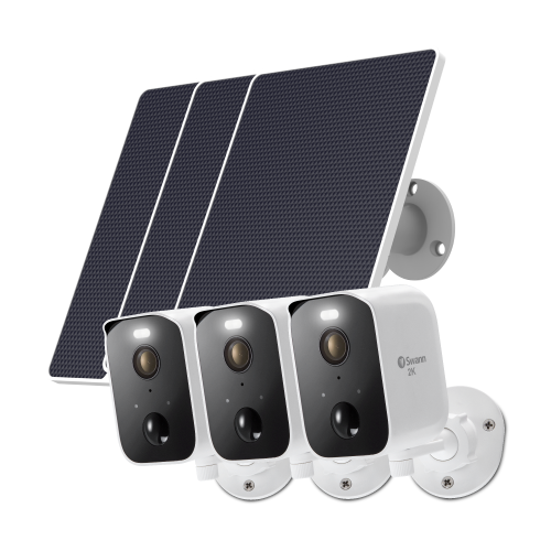 CoreCam 2K Wireless Spotlight Cameras 3 Pack with 2-Way Talk, Siren, Heat + Motion Detection plus Solar Charging Panels | SWIFI-COREPRO3S3