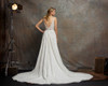 V-neck natural waist a-line gown with fully beaded white pearls & clear crystal sequins throughout.