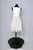 Kay Unger Sleeveless fit and flare stripe jacquard dress with high square neck, banded fabric waist and knee-legnth