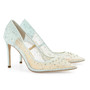 Elsa is from Bella Belle's Euphoria collection. These stunning diamond studded heels feature hand-beaded sequin degrade and embellished crystal strass for a beautiful shimmer effect. Elsa Ivory studded high heels are a comfortable, modern take on Cinderella's glass slippers as 4 inch heels.