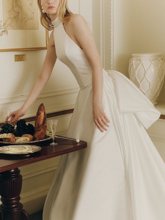 pippa wedding dress designer Elegant but Sassy Satin Ivory Wedding Dress