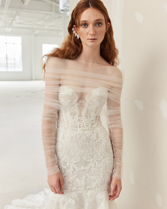 black mermaid wedding dress Lucille Embroidered Lace Corset Mermaid Dress