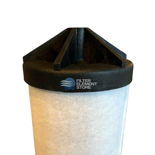 Cone shaped black bottom end cap of the K330AO coalescing filter.