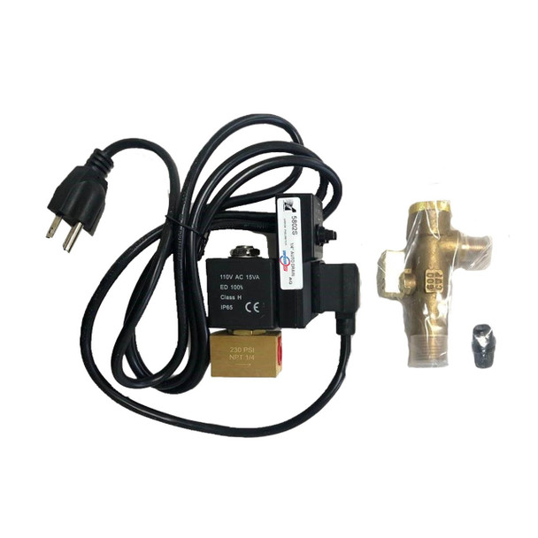 Arrow Pneumatics 5802S-230 1/4" Electric Drain Valve 230 Volt with strainer and caps