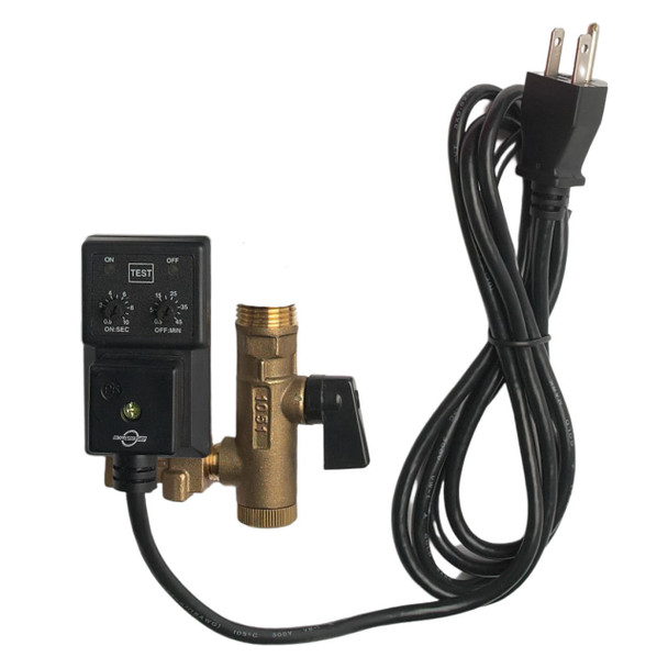 Keltec SDV-115V-50AN solenoid electric drain valve for compressed air. A/C plug is shown.