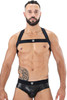 TOF Paris Fetish Elastic Harness H00017-N Black - Mens Fetish Elastic Harnesses - Front View - Topdrawers Clothing for Men
