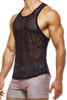 Modus Vivendi Net Trap Tank Top 06131-BL Black - Mens Singlet Tank Tops - Side View - Topdrawers Clothing for Men
