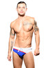 Andrew Christian Ocean Mesh Swim Bikini 7928-RBWH Royal Blue/White - Mens Swim Briefs - Front View - Topdrawers Swimwear for Men
