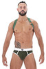TOF Paris Party Boy Elastic Harness H0018-K Khaki - Mens Elastic Harnesses - Front View - Topdrawers Underwear for Men
