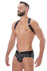 TOF Paris Party Boy Elastic Harness H0018-N Black - Mens Elastic Harnesses - Side View - Topdrawers Underwear for Men
