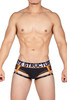 Private Structure Momentum Orange Harness Mini Brief w/ Leg Straps | MIUU4357  - Mens Briefs - Front View - Topdrawers Underwear for Men
