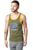 Bike Athletic Logo Ringer Tank Top | Olive | BAM109OLV  - Mens Tank Tops - Front View - Topdrawers Clothing for Men

