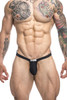 Justin + Simon Bulge Thong | Black | XSJBUL02-BL  - Mens Thongs - Front View - Topdrawers Underwear for Men
