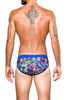 ST33LE Freestyle Swim Brief | Blue/Purple Floral Abstract | ST-8000-72  - Mens Swim Briefs - Rear View - Topdrawers Swimwear for Men
