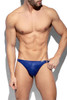 ES Collection Shiny Recycled Rib Thong | Navy | UN555-09  - Mens Thongs - Front View - Topdrawers Underwear for Men
