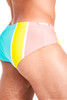 Teamm8 Grid Square Cut Swim Brief | Bondi Stripes | TS-QCGD-BDST  - Mens Swim Briefs - Rear View - Topdrawers Swimwear for Men
