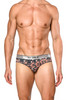 ST33LE Cotton Elastane Low Rise Brief | Navy/Coral Paisley | ST-21007-NVCP  - Mens Briefs - Front View - Topdrawers Underwear for Men
