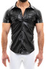 Modus Vivendi Leather Shirt | Black | 20541  - Mens Fetish Short Sleeve Shirts - Front View - Topdrawers Clothing for Men
