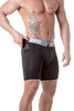GYM Jockstrap Compression Short w/ Phone Pocket | Black | GYM006-BL  - Mens Boxer Briefs - Front View - Topdrawers Underwear for Men
