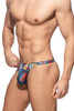 Addicted Comic Thong | Navy | AD1088-09  - Mens Thongs - Side View - Topdrawers Underwear for Men
