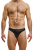 Modus Vivendi Viral Vinyl Low Cut Brief | Black | 08013-BL  - Mens Fetish Briefs - Front View - Topdrawers Underwear for Men
