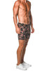 ST33LE Stretch Knit Jeans Shorts | Black/Red Ribbon Floral | ST-1932-LX  - Mens Shorts - Side View - Topdrawers Clothing for Men

