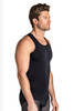 Leo Stretch Cotton Moderate Shaper Tank | Black | 035013-700  - Mens Shapewear - Side View - Topdrawers Underwear for Men
