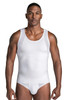 Leo Stretch Cotton Moderate Shaper Tank w/ Mesh | White | 035022-000  - Mens Shapewear - Front View - Topdrawers Underwear for Men
