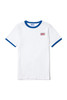 Bike Athletic Classic Ringer T-Shirt | White/Blue | BAM111WHT  - Mens T-Shirts - Front View - Topdrawers Clothing for Men
