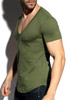 ES Collection Deep V-Neck T-Shirt | Khaki | TS333-12  - Mens V-Neck T-Shirts - Side View - Topdrawers Clothing for Men
