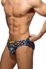 Addicted Emoji Swim Brief | Navy | ADS325-09  - Mens Swim Briefs - Side View - Topdrawers Swimwear for Men
