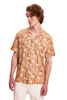 Kuwalla Tee Linen Printed Yacht Shirt 2 Terra Cotta AOP KUL-0125-YS009E | Front View | Mens Short Sleeve Shirts | Topdrawers Clothing for Men