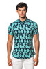 ST33LE Stretch Jersey Knit Short Sleeve Shirt | Teal Surf Floral ST-9306 | Front View | Mens Short Sleeve Shirts | Topdrawers Clothing for Men