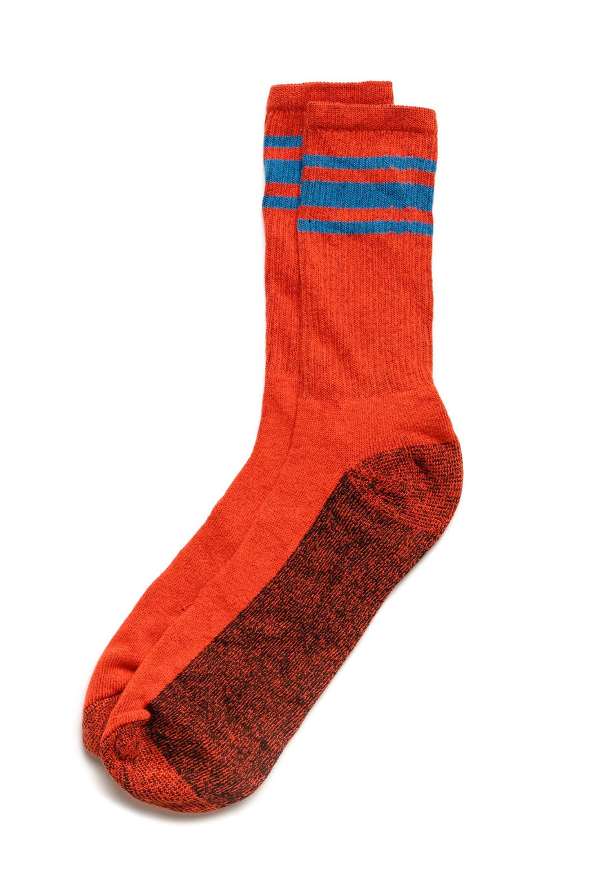 American Trench Athletic Stripe Crew Socks | Orange/Blue