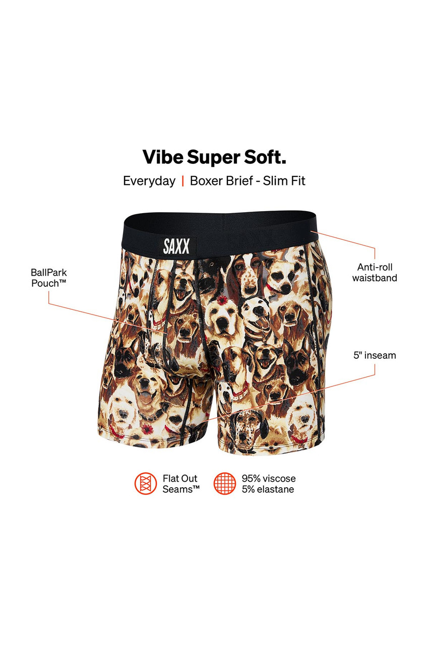 Saxx Vibe Boxer Brief, Dogs Of Saxx Multi, SXBM35-DSM, Mens Boxer Briefs