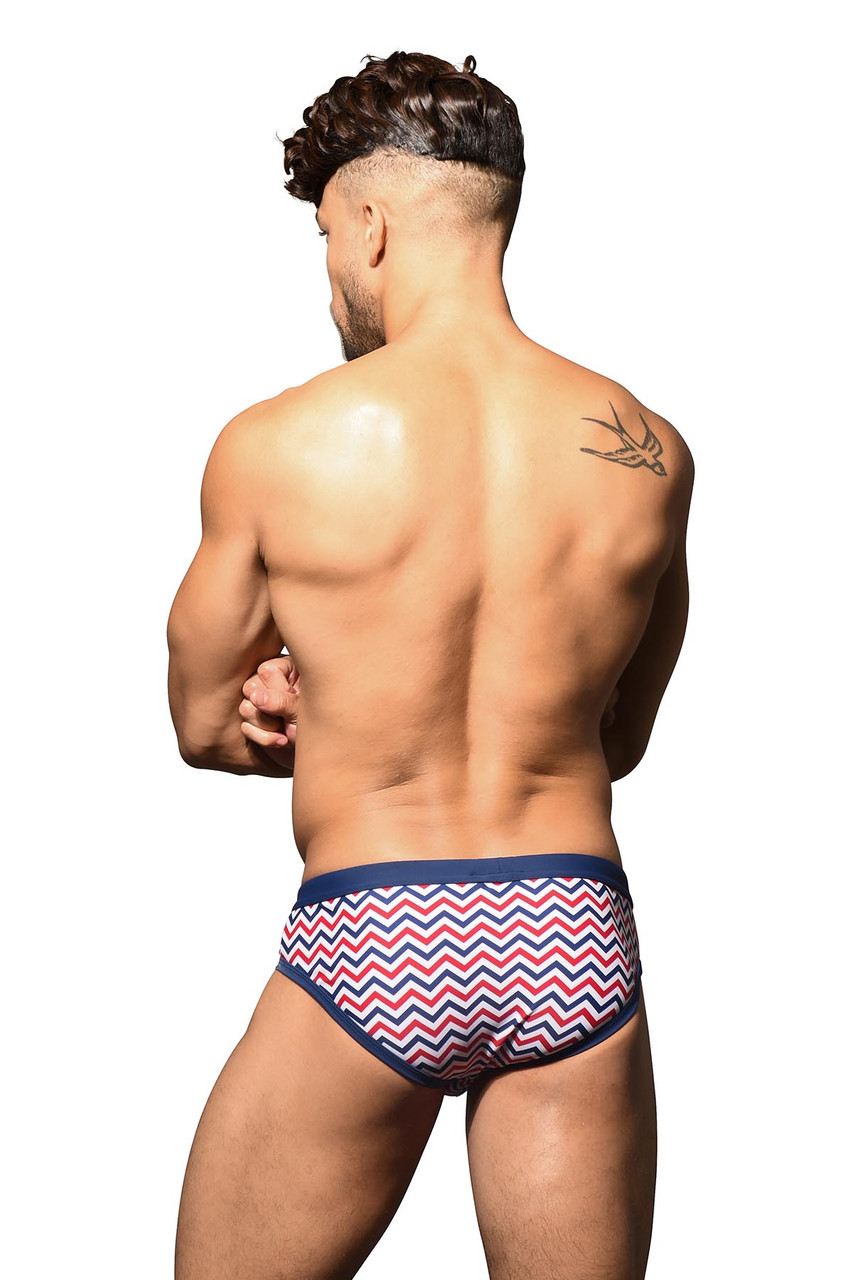 Striped Mens Swimwear Bikini Briefs